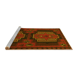Sideview of Machine Washable Persian Yellow Traditional Rug, wshtr1293yw