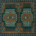 Square Machine Washable Persian Turquoise Traditional Area Rugs, wshtr1293turq