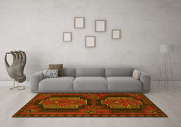 Machine Washable Persian Yellow Traditional Rug in a Living Room, wshtr1293yw