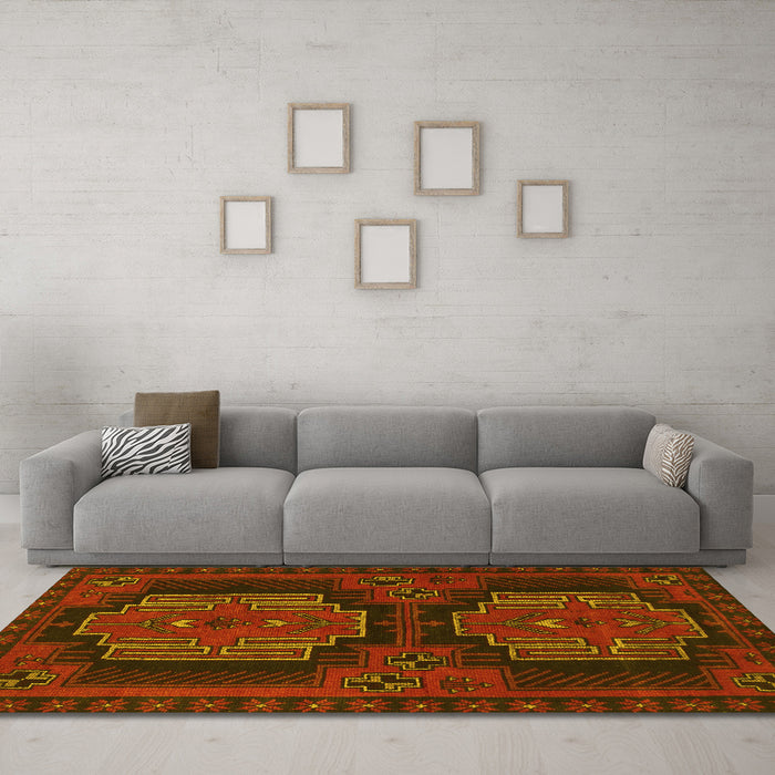 Machine Washable Persian Yellow Traditional Rug in a Living Room, wshtr1293yw