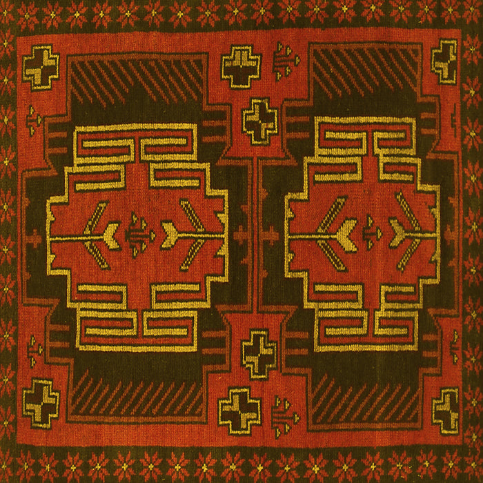 Square Machine Washable Persian Yellow Traditional Rug, wshtr1293yw