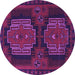 Round Machine Washable Persian Purple Traditional Area Rugs, wshtr1293pur