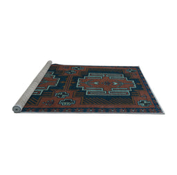 Sideview of Machine Washable Persian Light Blue Traditional Rug, wshtr1293lblu