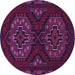 Round Machine Washable Persian Purple Traditional Area Rugs, wshtr1294pur