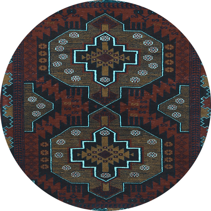 Round Persian Light Blue Traditional Rug, tr1294lblu