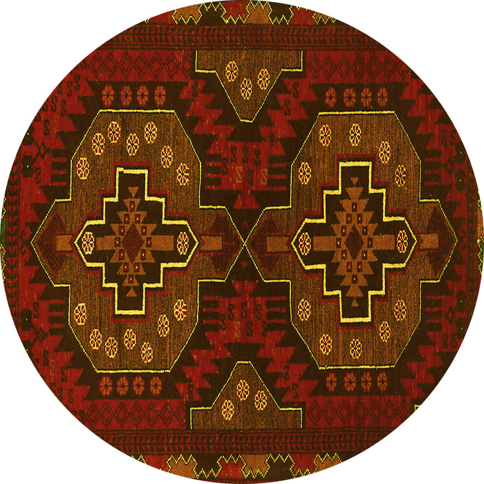Round Persian Yellow Traditional Rug, tr1294yw