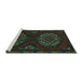 Sideview of Machine Washable Persian Turquoise Traditional Area Rugs, wshtr1294turq