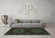 Machine Washable Persian Turquoise Traditional Area Rugs in a Living Room,, wshtr1294turq