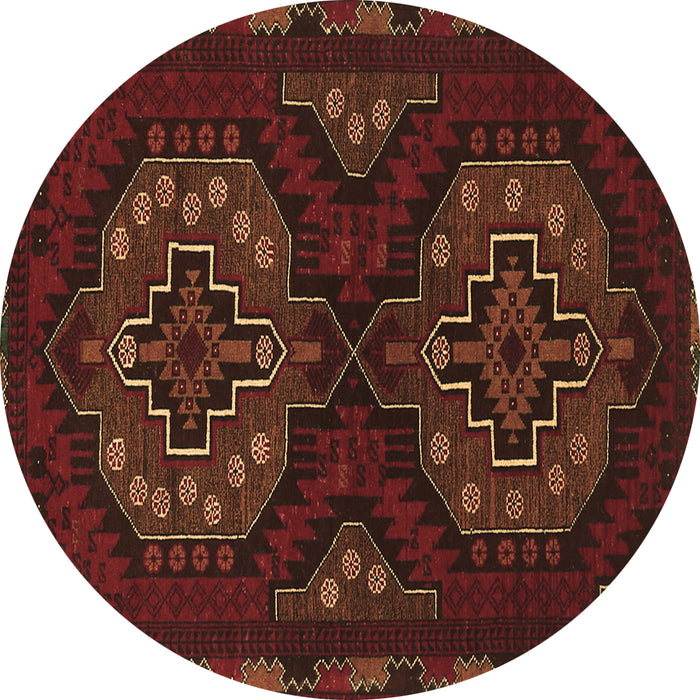 Round Machine Washable Persian Brown Traditional Rug, wshtr1294brn