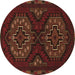 Round Persian Brown Traditional Rug, tr1294brn