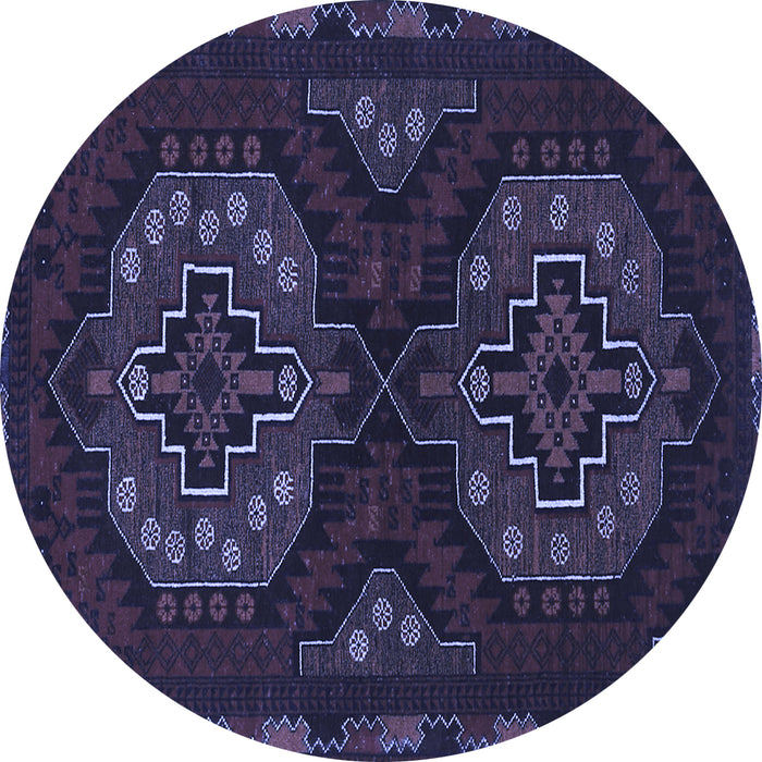 Round Persian Blue Traditional Rug, tr1294blu