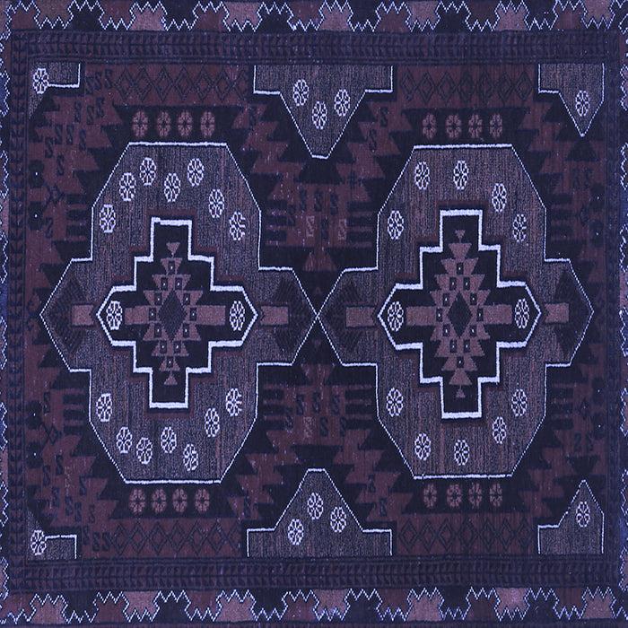 Square Machine Washable Persian Blue Traditional Rug, wshtr1294blu