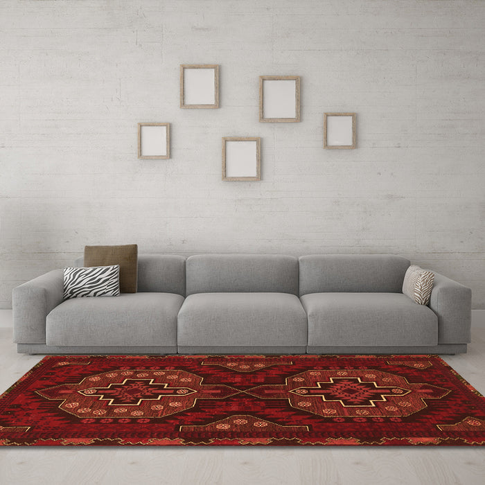 Machine Washable Persian Orange Traditional Area Rugs in a Living Room, wshtr1294org