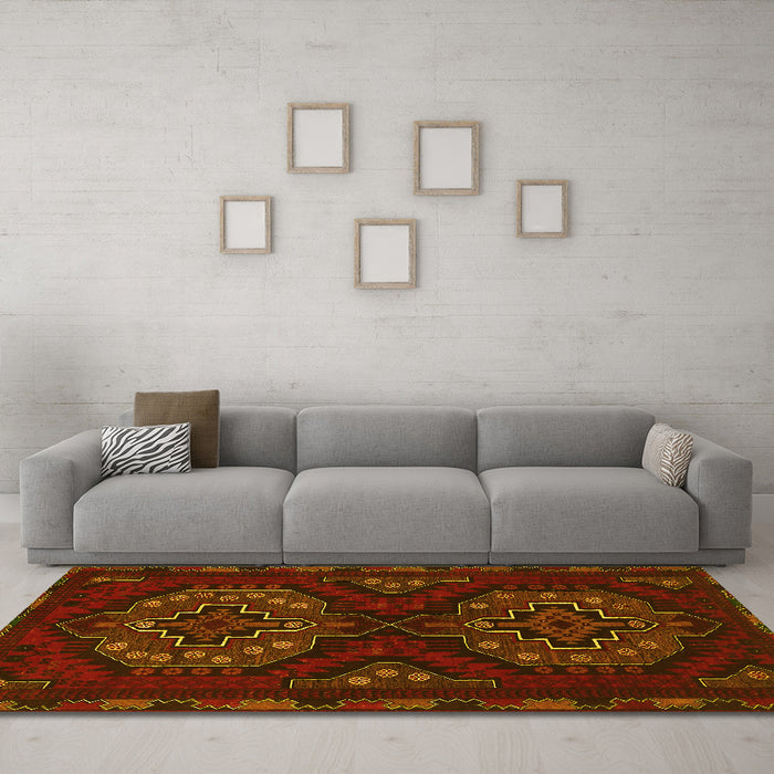 Machine Washable Persian Yellow Traditional Rug in a Living Room, wshtr1294yw