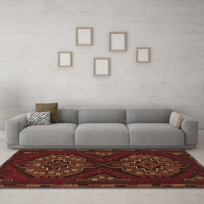 Machine Washable Persian Brown Traditional Rug in a Living Room,, wshtr1294brn