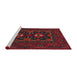 Sideview of Machine Washable Traditional Dark Brown Rug, wshtr1295