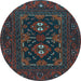 Round Persian Light Blue Traditional Rug, tr1295lblu