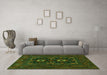 Machine Washable Persian Green Traditional Area Rugs in a Living Room,, wshtr1295grn