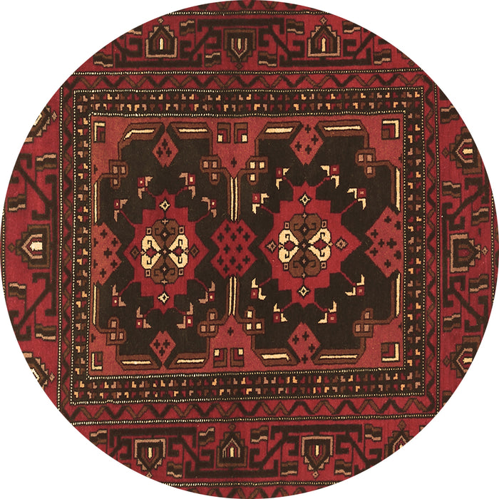 Round Persian Brown Traditional Rug, tr1295brn