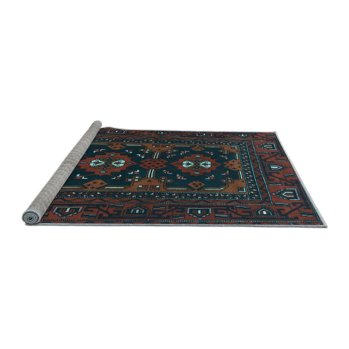 Sideview of Machine Washable Persian Light Blue Traditional Rug, wshtr1295lblu