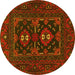 Round Persian Yellow Traditional Rug, tr1295yw