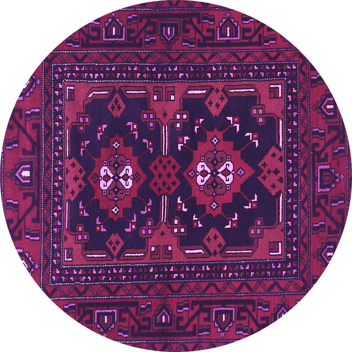 Round Machine Washable Persian Purple Traditional Area Rugs, wshtr1295pur