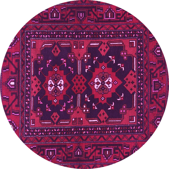 Round Machine Washable Persian Pink Traditional Rug, wshtr1295pnk