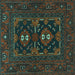 Square Persian Turquoise Traditional Rug, tr1295turq