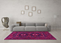 Machine Washable Persian Pink Traditional Rug, wshtr1295pnk