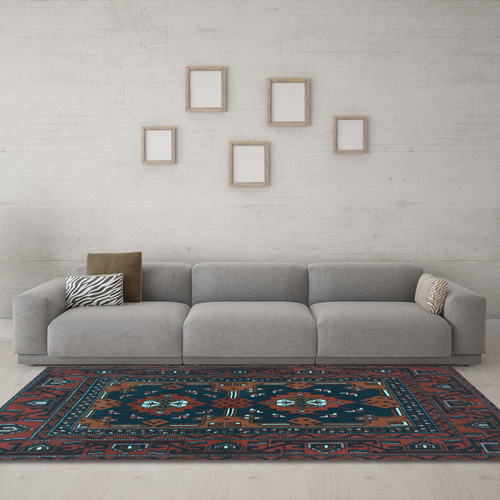 Machine Washable Persian Light Blue Traditional Rug in a Living Room, wshtr1295lblu