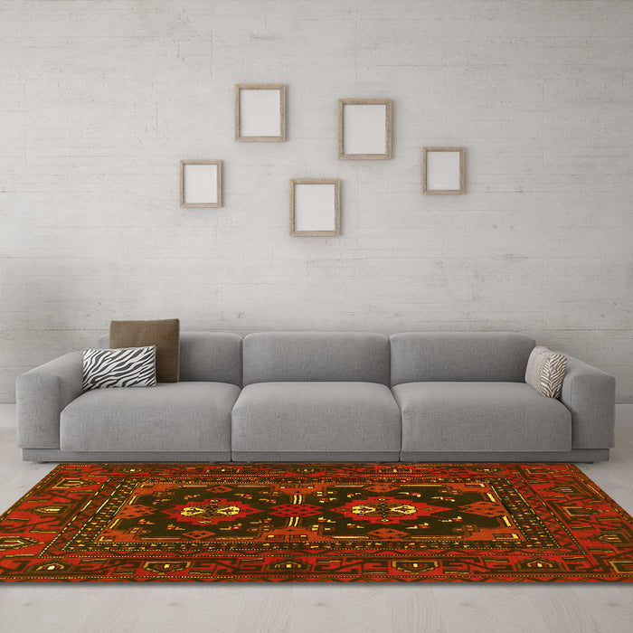 Machine Washable Persian Yellow Traditional Rug in a Living Room, wshtr1295yw