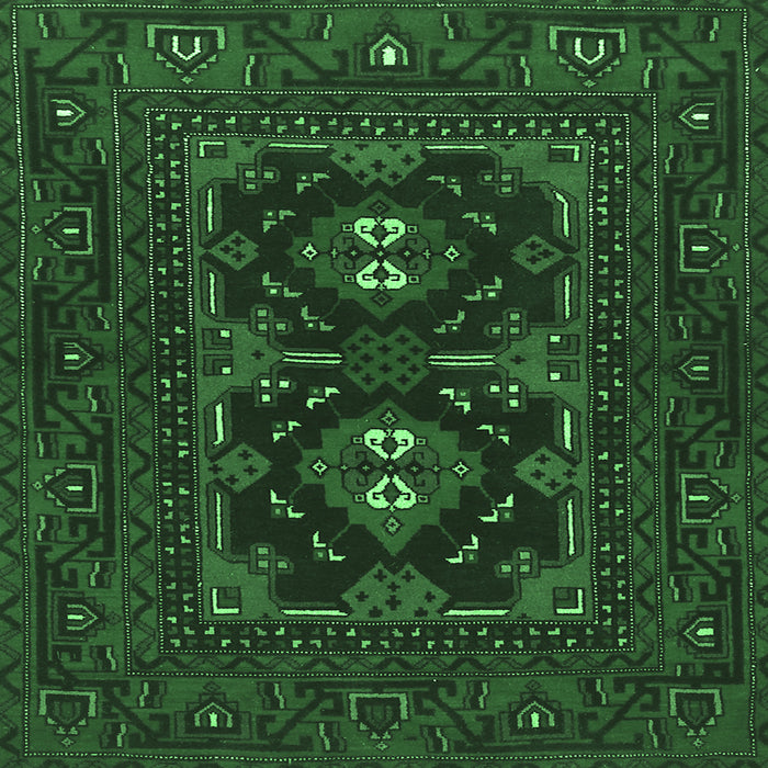 Square Machine Washable Persian Emerald Green Traditional Area Rugs, wshtr1295emgrn