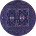 Round Persian Blue Traditional Rug, tr1295blu