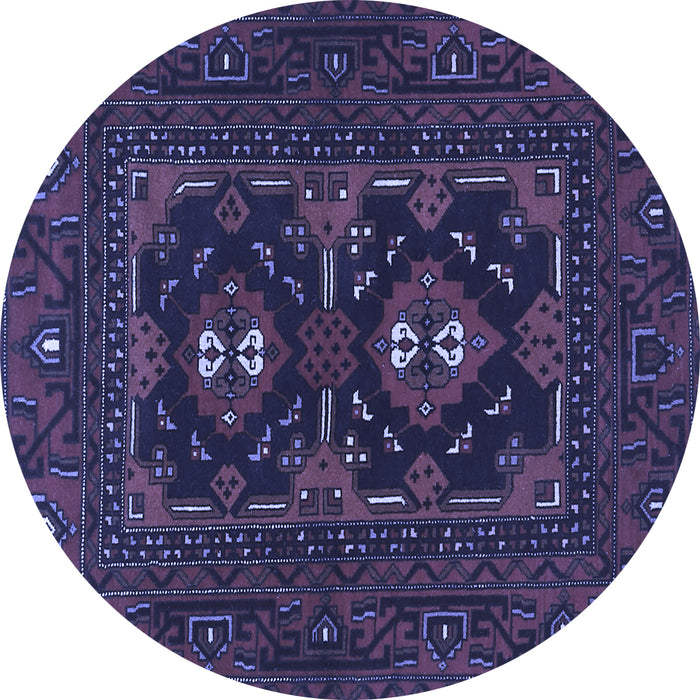 Round Machine Washable Persian Blue Traditional Rug, wshtr1295blu