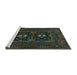 Sideview of Machine Washable Persian Turquoise Traditional Area Rugs, wshtr1295turq