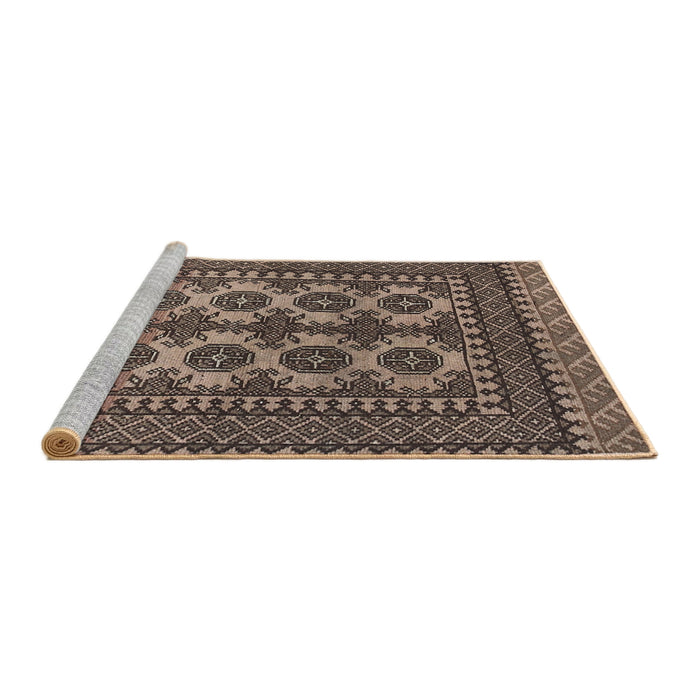 Sideview of Machine Washable Traditional Bakers Brown Rug, wshtr1296