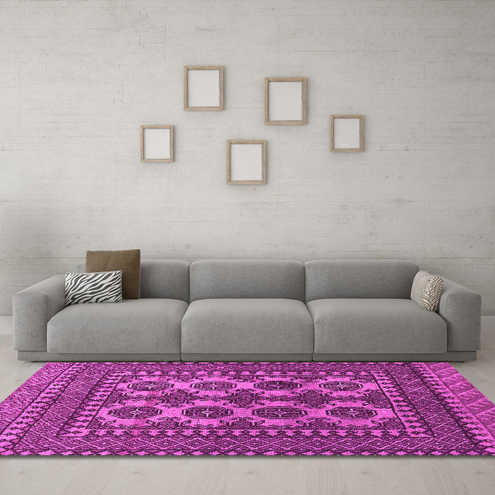 Machine Washable Southwestern Pink Country Rug in a Living Room, wshtr1296pnk