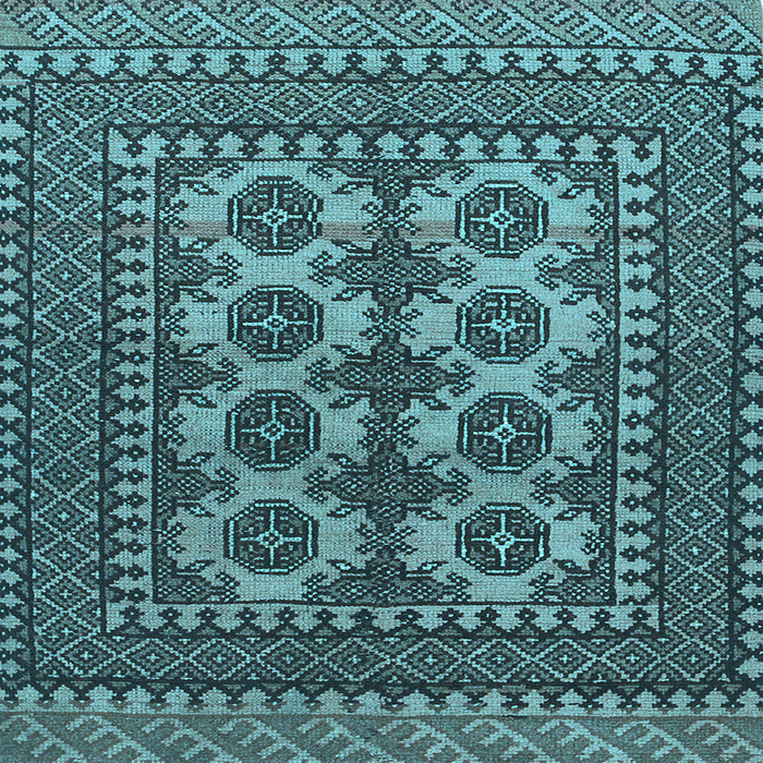 Square Machine Washable Southwestern Light Blue Country Rug, wshtr1296lblu