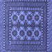 Square Machine Washable Southwestern Blue Country Rug, wshtr1296blu