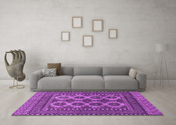 Machine Washable Southwestern Purple Country Area Rugs in a Living Room, wshtr1296pur