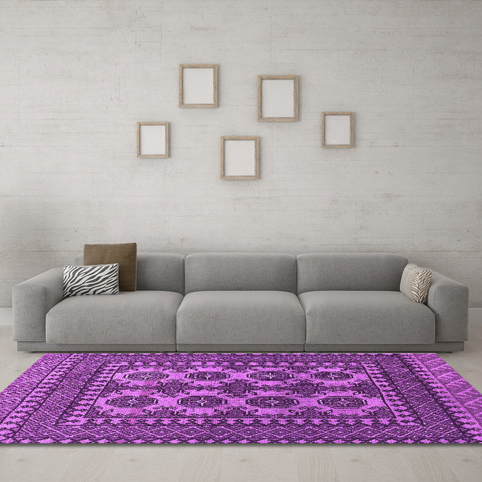 Machine Washable Southwestern Purple Country Area Rugs in a Living Room, wshtr1296pur