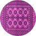 Round Southwestern Pink Country Rug, tr1296pnk