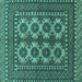 Square Southwestern Turquoise Country Rug, tr1296turq