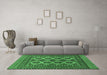 Machine Washable Southwestern Emerald Green Country Area Rugs in a Living Room,, wshtr1296emgrn