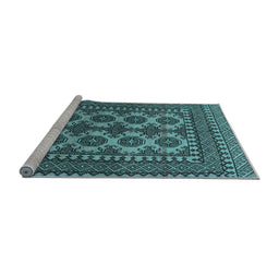 Sideview of Machine Washable Southwestern Light Blue Country Rug, wshtr1296lblu