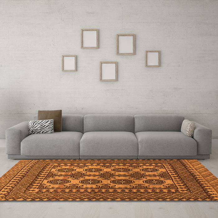 Machine Washable Southwestern Orange Country Area Rugs in a Living Room, wshtr1296org