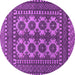 Round Machine Washable Southwestern Purple Country Area Rugs, wshtr1296pur