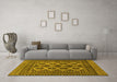 Machine Washable Southwestern Yellow Country Rug in a Living Room, wshtr1296yw