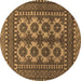 Round Southwestern Brown Country Rug, tr1296brn