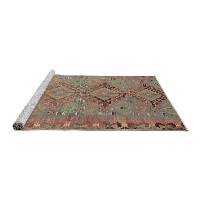 Sideview of Machine Washable Traditional Rust Pink Rug, wshtr1297